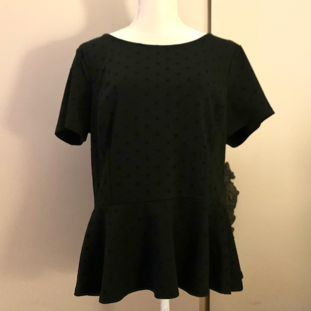 Elle Black Polka Dot Textured Top